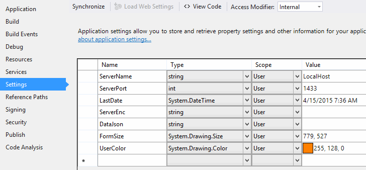 Setting properties